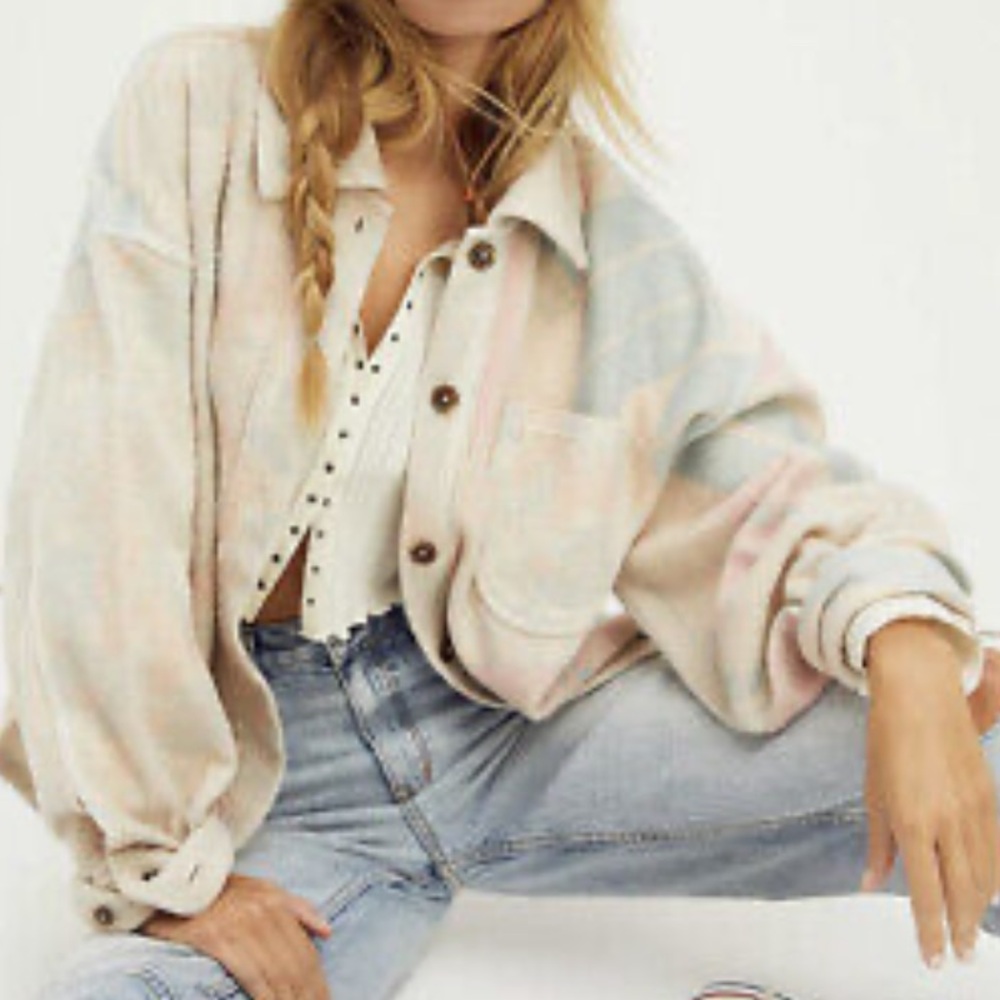 NWOT Free People Ruby Fleece Jacket in Pastel Sunflower